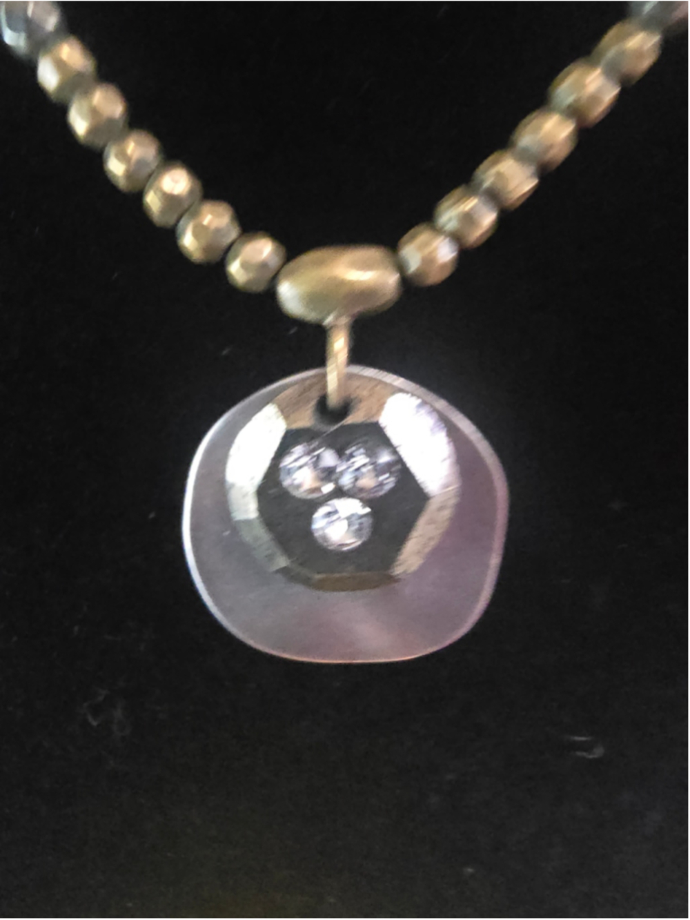 Silpada N3103 Earn Your Stripes Pyrite Sterling Silver Brass Pendant Necklace